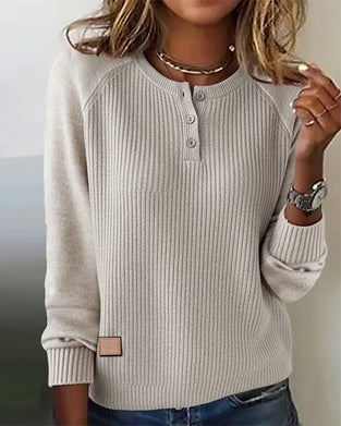 Pullover stylischer Knopf Raglanärmel