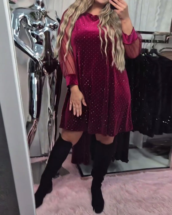 Kleid Mesh Langarm Elegant