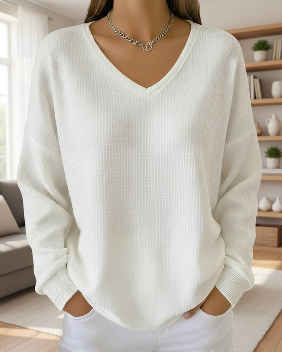 Lockerer Freizeit-Sweatshirt Mit V-Ausschnitt