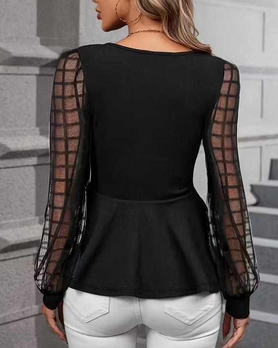 Top Modisch Mesh Langarm