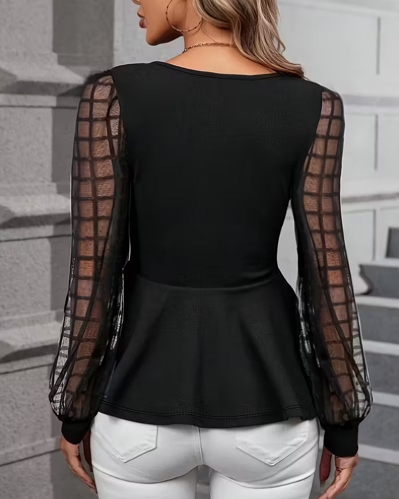 Top Modisch Mesh Langarm