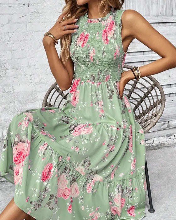 Kleid Blumig Druck Smock