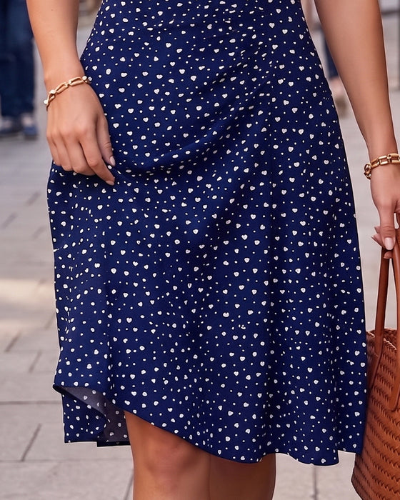 Kleid Rundhals Ärmellos Druck A-Linie