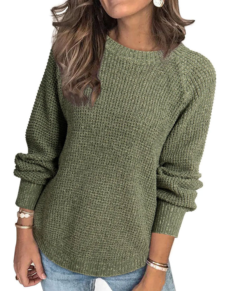 Langärmeliger Rundhals-Pullover