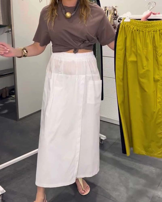 Hose Lässig Schürze Stil Knöchellang