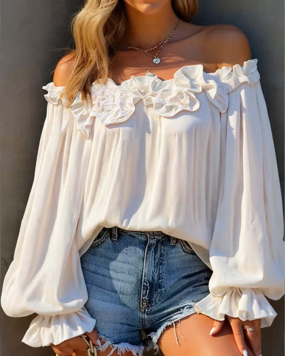 Bluse Off-Shoulder Rüschen
