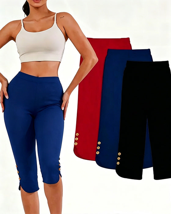 Leggings Einfarbig Schmal Geschnitten Gekürzt