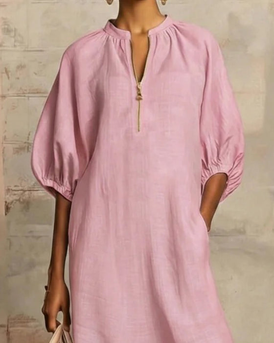 Kleid Reißverschluss Ballonärmel