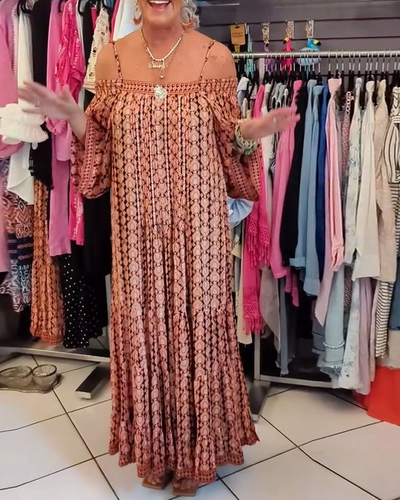 Boho-Stil Trägerlockeres Kleid