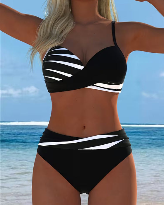 Bikini Camisole Farbblock Kreuz