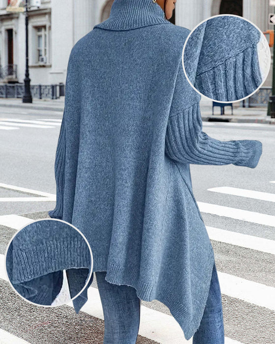 Lockerer Pullover mit Hohem Kragen und Asymmetrischem Schnitt