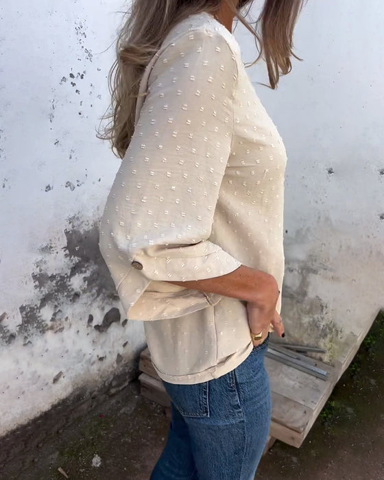 Bluse Langarm Rundhals Einfarbig