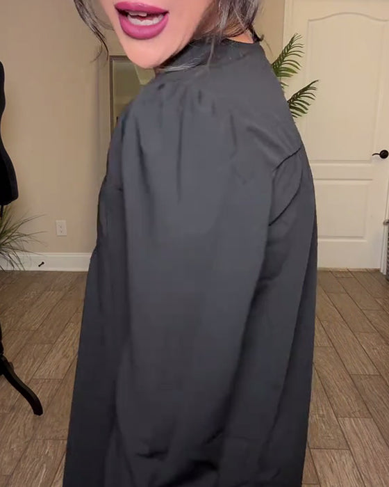 Langärmeliges A-Linie Kleid mit V-Ausschnitt