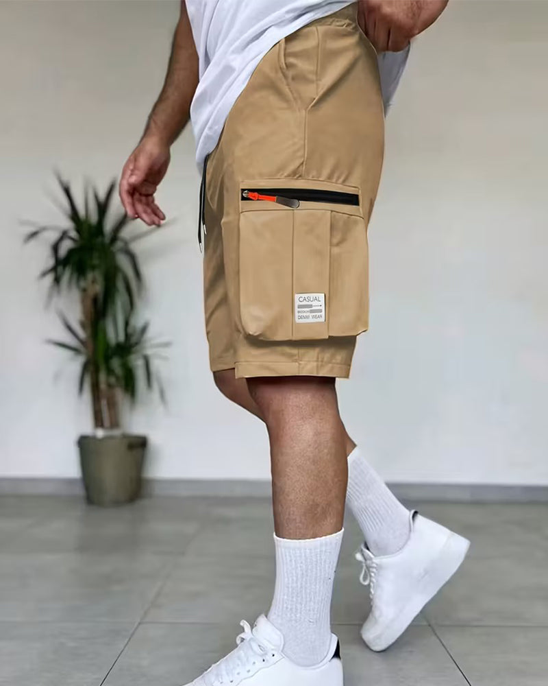 Herren Hose Einfarbig Loose Fit Kurz Cargo