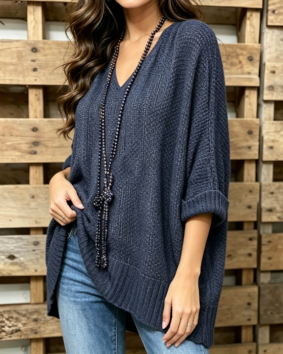 Pullover Durchbrochen Oversized Lässig
