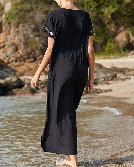 Kleid Ethno-Stil Retro Kurzarm