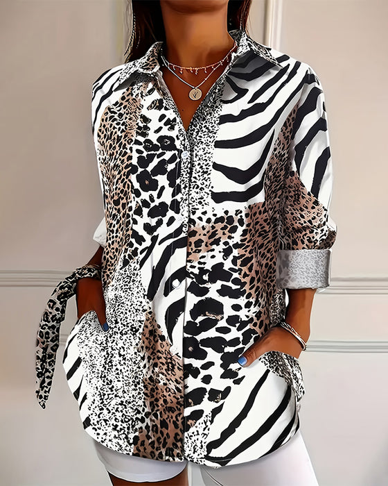 Bluse Zebra Und Leopard Druck Locker