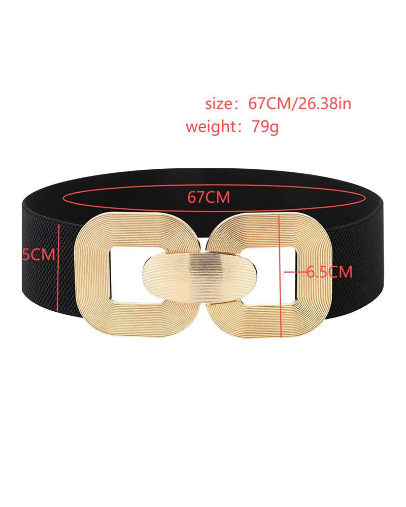 Vintage Goldene Schnalle Hoch Elastischer Leder Gürtel Für Damen