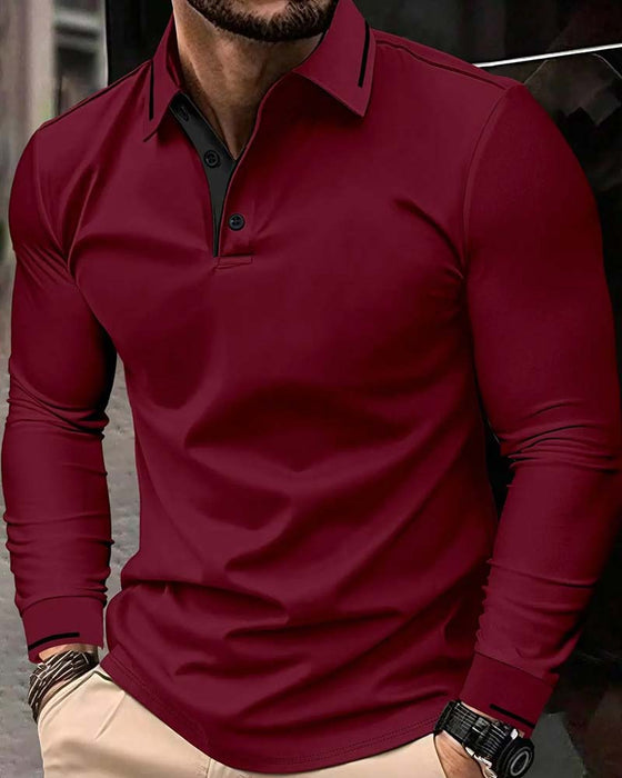 T-Shirt V-Ausschnitt Gerippt Uni Farbe Herren