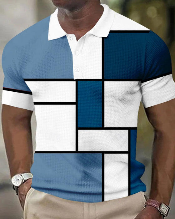 Ein Polo-Shirt Mit Farbblock und Waffelmuster