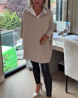 Pullover Stehkragen Halbzip Locker