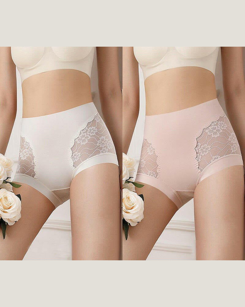 Damen hohe Taille Spitze nahtlos elastisch seidig Unterwäsche