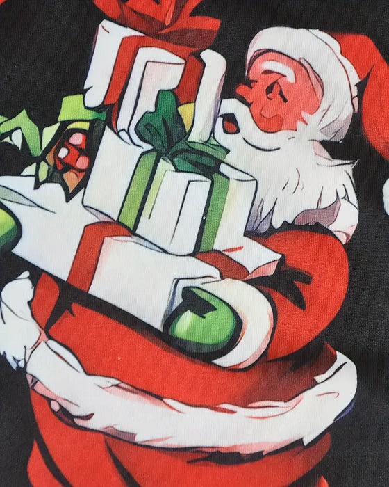 Kleid Schlank Weihnachten Gedruckt Langarm