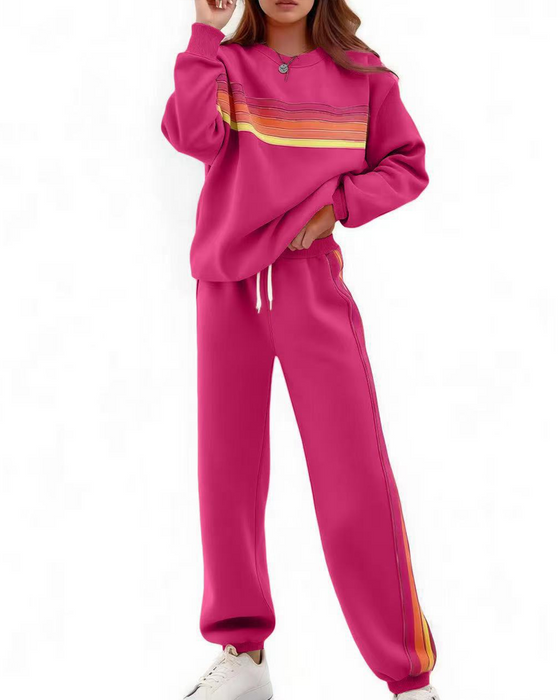Set Bunt Gestreiftes Sweatshirt Und Jogginghose