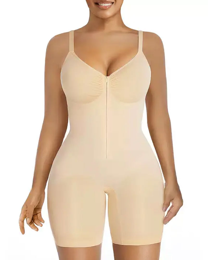 Shapewear für Damen Bauchkontrolle Bodysuit Reißverschluss Komfort Ultra Stretch Stoff