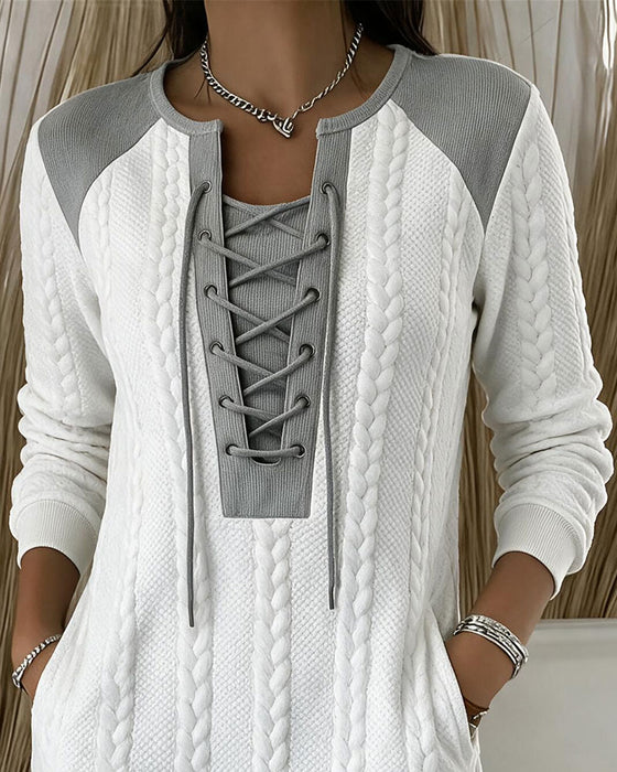Kleid Binden Mode Farbblock