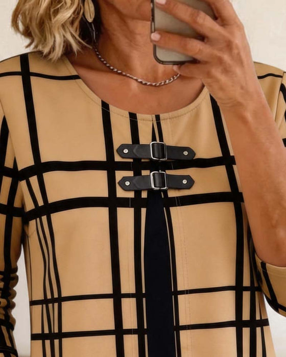 Bluse Karo Imitation Zweiteilig Lässig