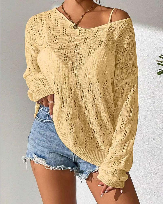 Pullover Lochmuster Drop-Schulter