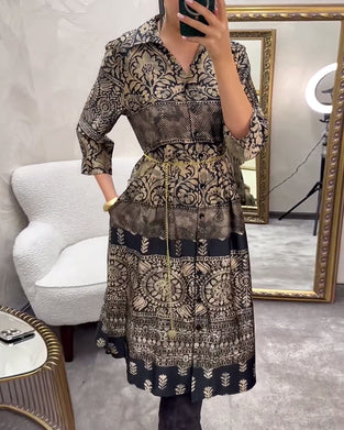 Legeres Hemd mit Print, Knopfleiste und Tasche