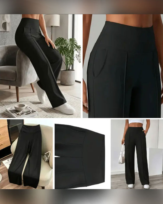 Hose Hohe Taille Tasche Weites Bein Lang