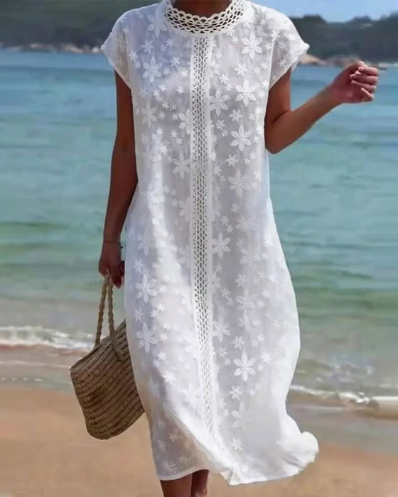 Kleid ausgeschnitten unifarben bedruckt
