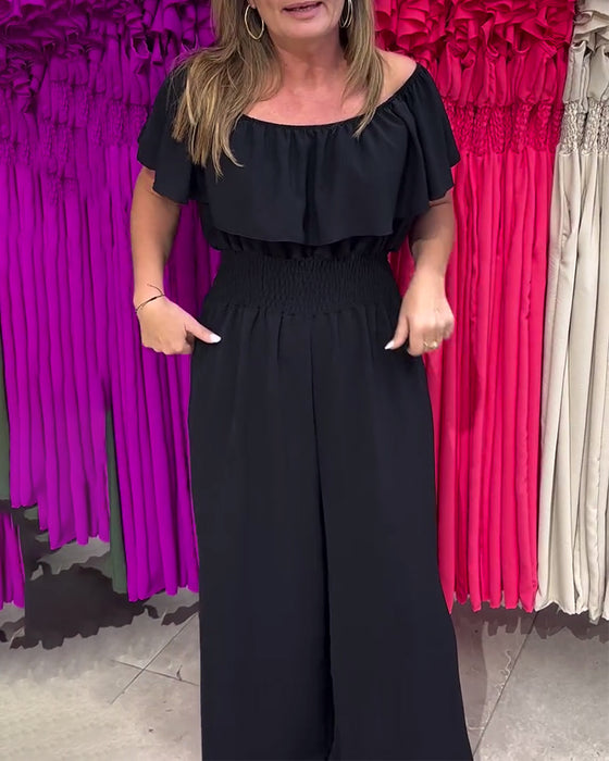 Raffelter Ein-Schulter Modischer Jumpsuit
