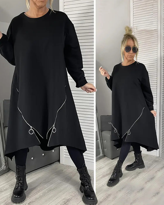 Lockeres Oversize-Kleid Mit Reißverschluss