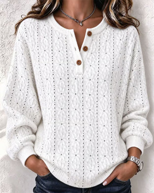 Sweatshirt Knopf Casual Kragen