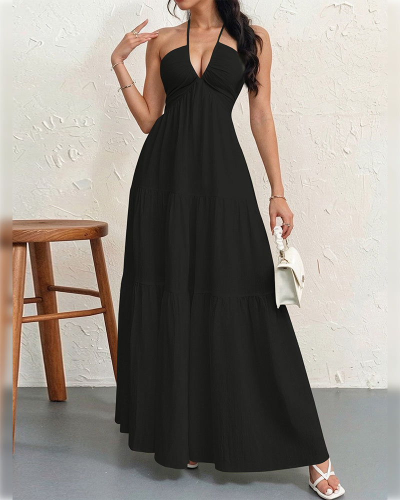 Kleid Mode Uni Halter