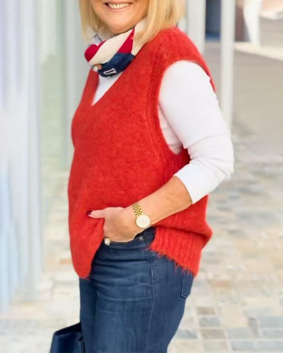 Pulloverweste Mit Retro Und Vielseitigen Merkmalen