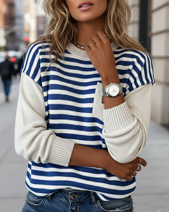 Casual Pullover mit Kontraststreifen