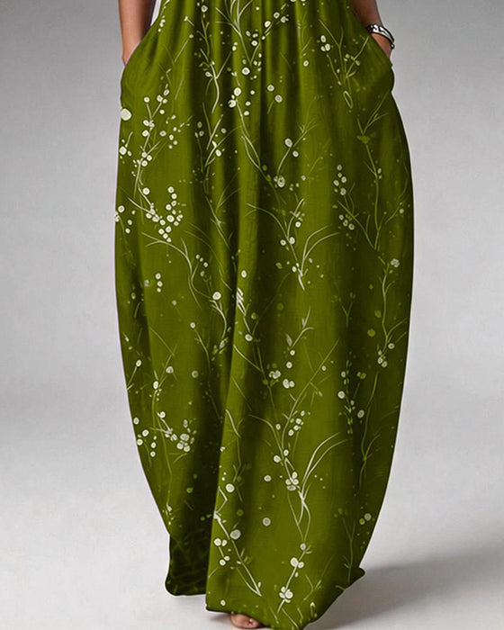 Kleid Ärmellos Knopf Gestrickt Druck