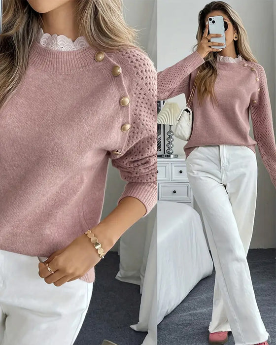 Pullover Elegante Rüsche Ausgearbeiteter Saum