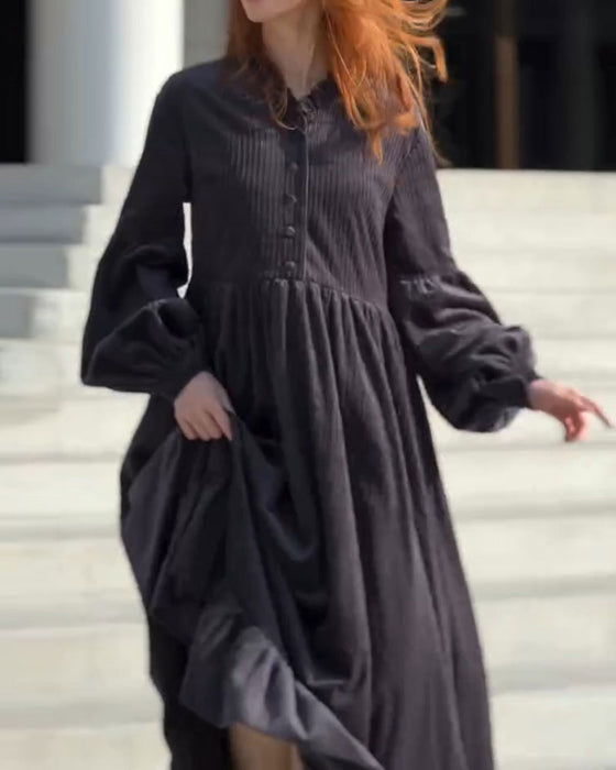 Kleid V-Ausschnitt Rüsche Plissiert Maxi
