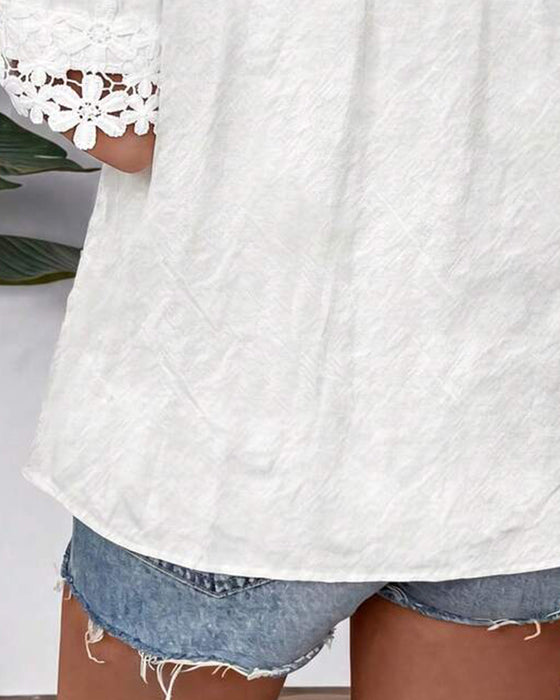 Bluse Spitze Bardot Kurzarm