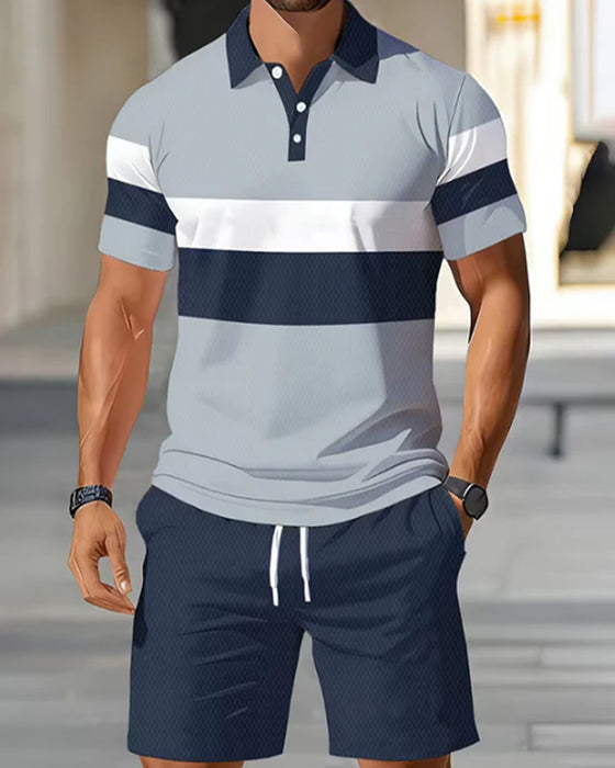 Set Gestreift Polo Herren Shorts