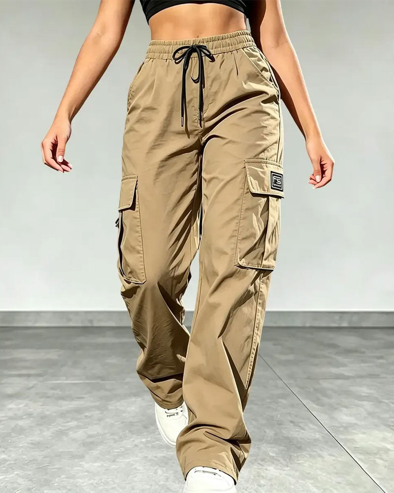 Hose Elastische Taille Kordelzug Tasche Cargo