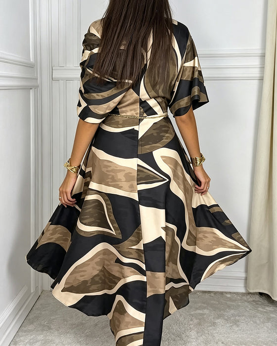 Kleid Taillenziehen Kontrastfarbe Umhangstil