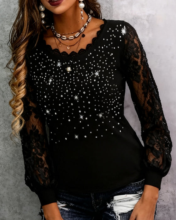 Modische Bluse mit Patchwork-Print