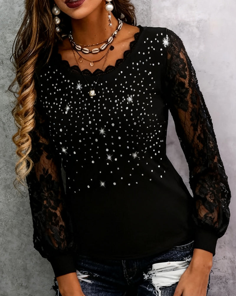 Modische Bluse mit Patchwork-Print